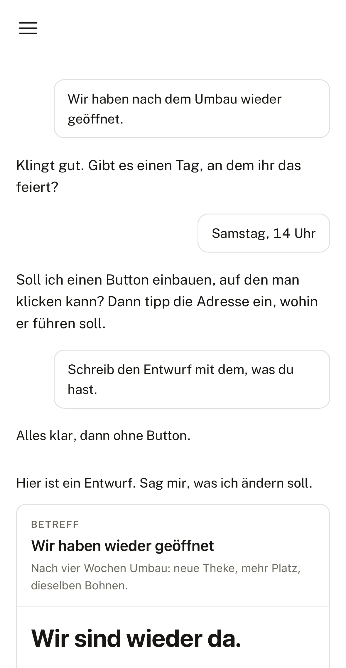 Der Editor von bemailed am Telefon, hell