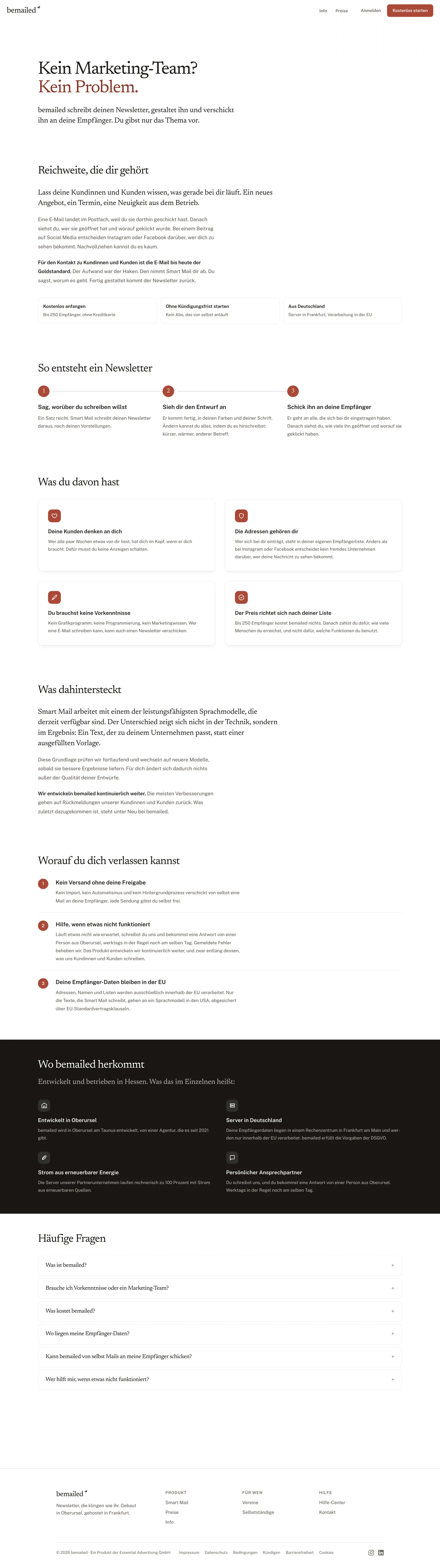 Die Seite von bemailed