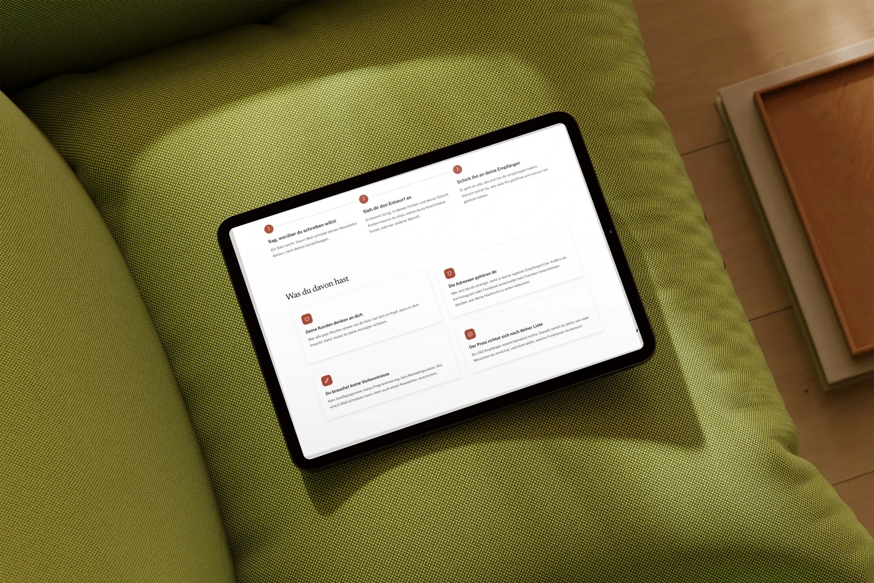 bemailed auf einem Tablet