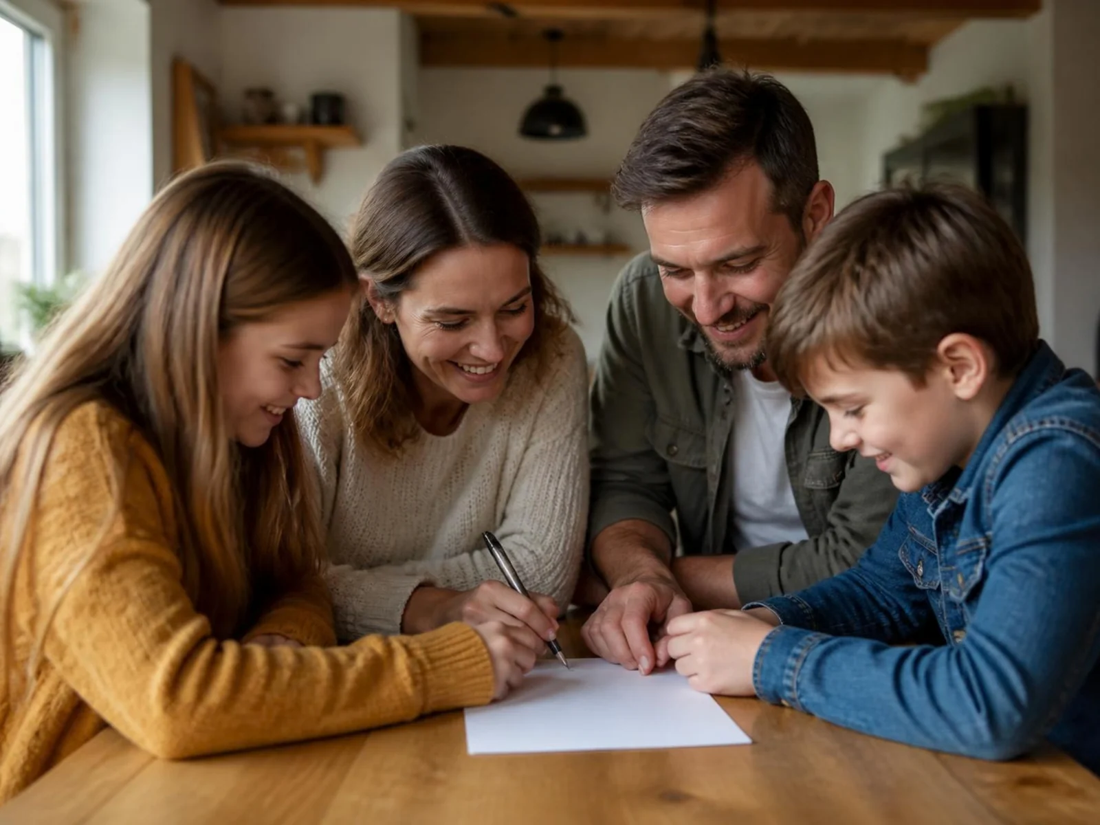 Familienregeln lassen sich gut gemeinsam am Küchentisch aufschreiben.