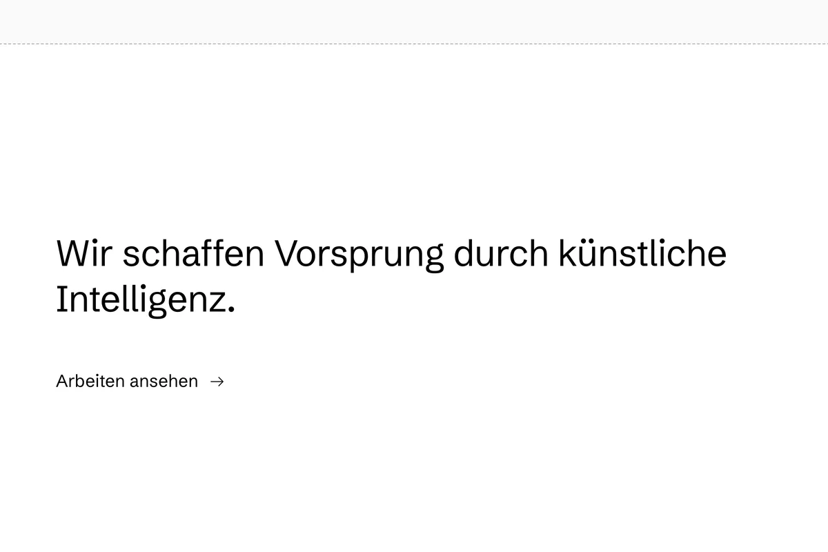 Der Satz auf der Startseite: Wir schaffen Vorsprung durch k&uuml;nstliche Intelligenz.