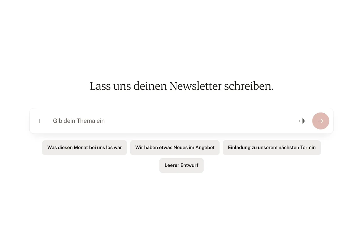 Der Editor auf der Startseite von bemailed